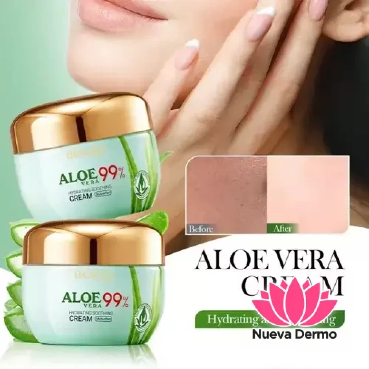 Crema facial hydrating soothing con aloe Vera 99%(Bioaqua)