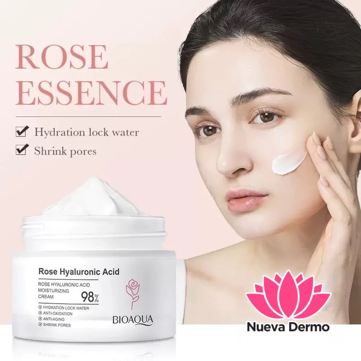 Crema moisturizing rosé HYALURONICO acid 98%(Bioaqua)