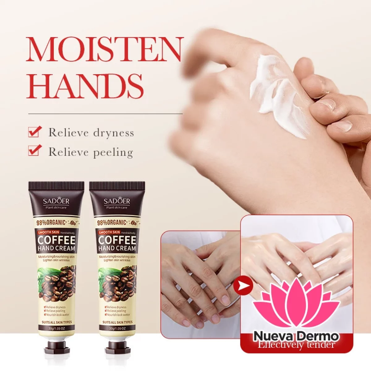 Crema para Manos Hidratante de Café Antigrietas