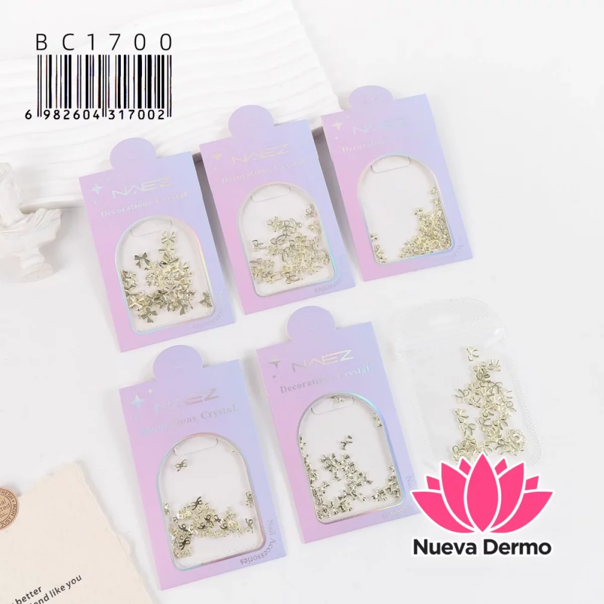 Decoración de Uñas Dijes de Lazo Dorado NAEZ BC1700/17002