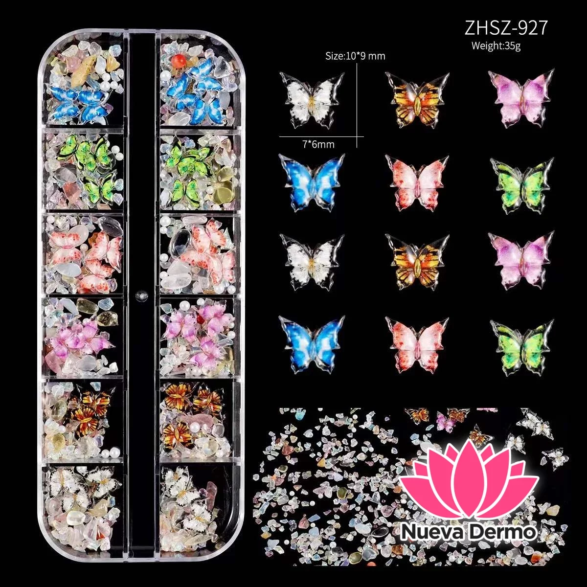 Decoracion uñas mariposa con strass #JUN-SP03