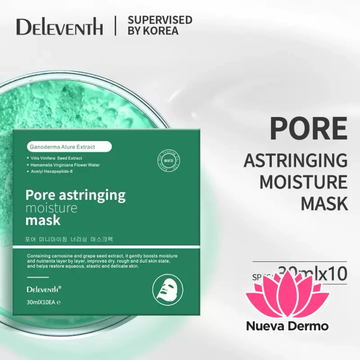 Deleventh mascara caja x10u refrescante calmante reduce poros #DL15 1118
