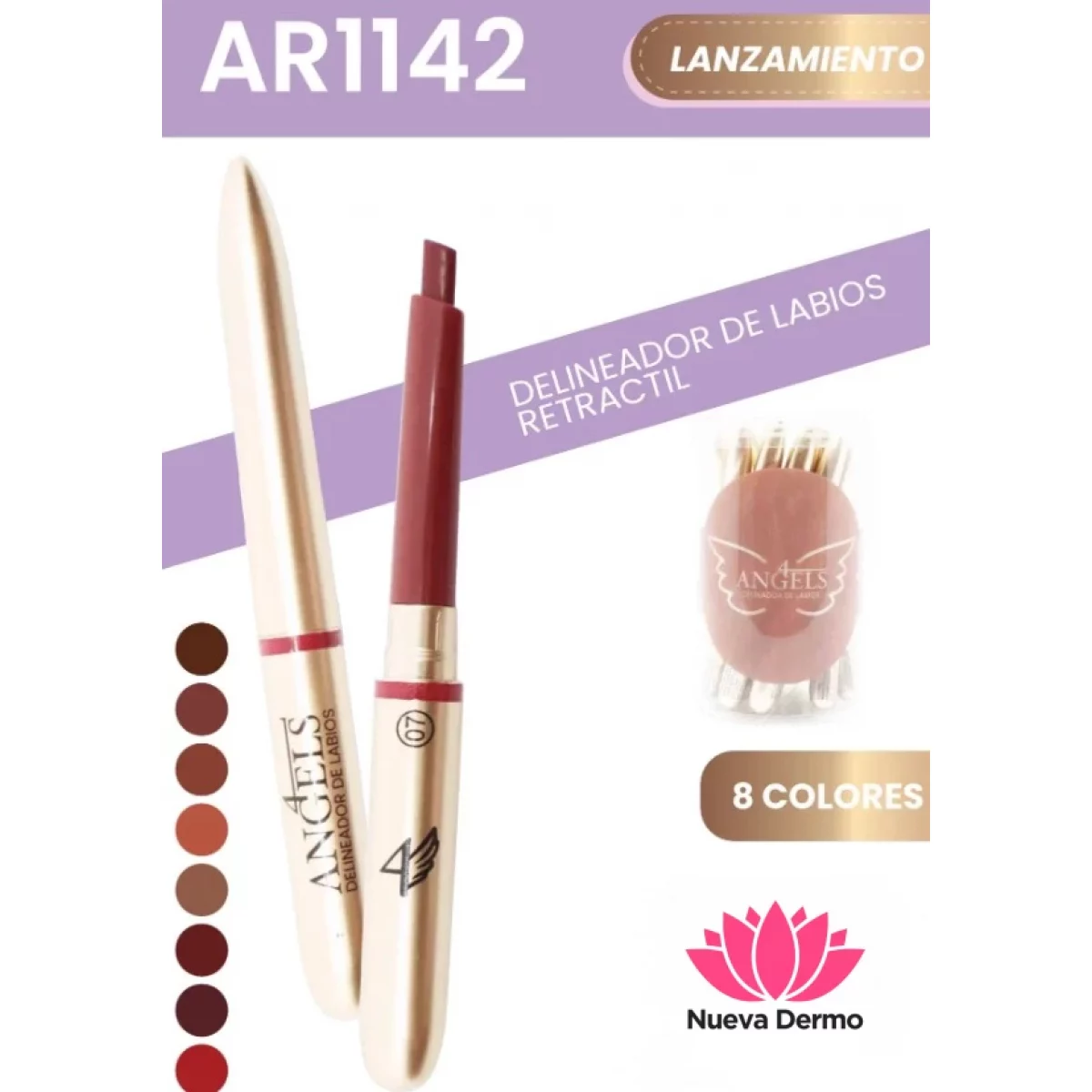 DELINEADOR DE LABIOS 4 ANGELS RETRÁCTIL AR1142