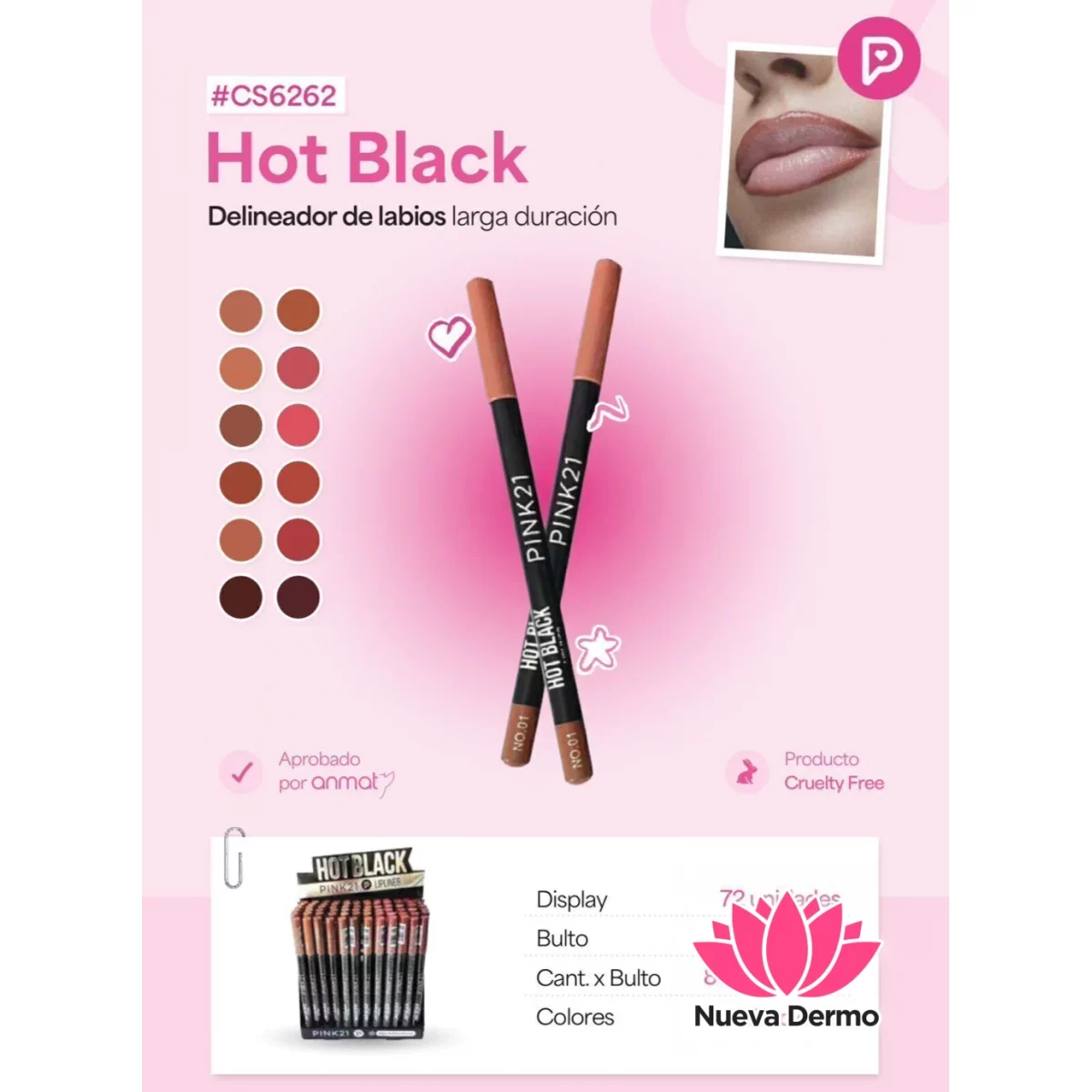 DELINEADOR DE LABIOS LARGA DURACION PINK21 CD: CS6262