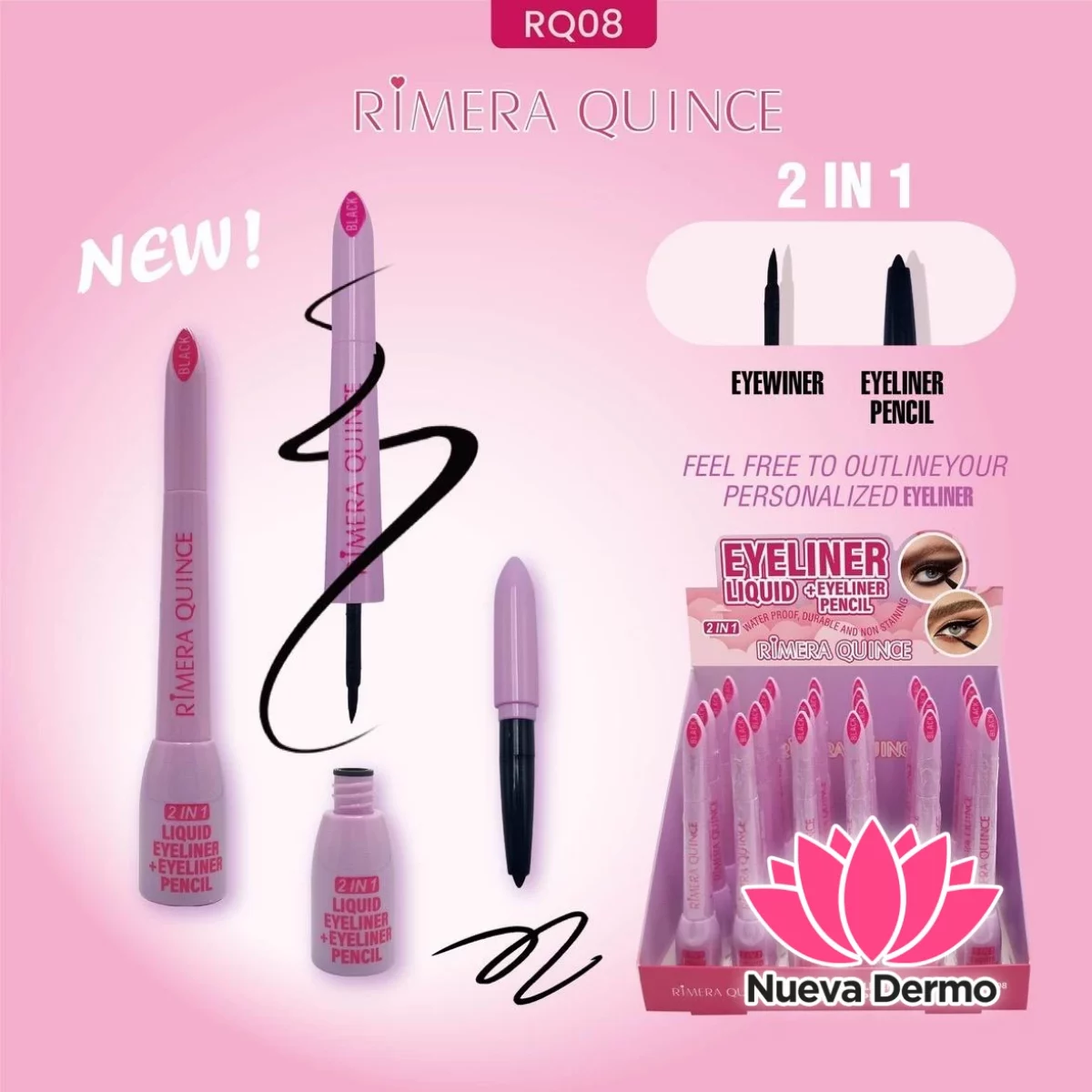 DELINEADOR LIQUIDO+LAPIZ 2IN1 RIMERA QUINCE RQ08 APROBADO POR ANMAT
