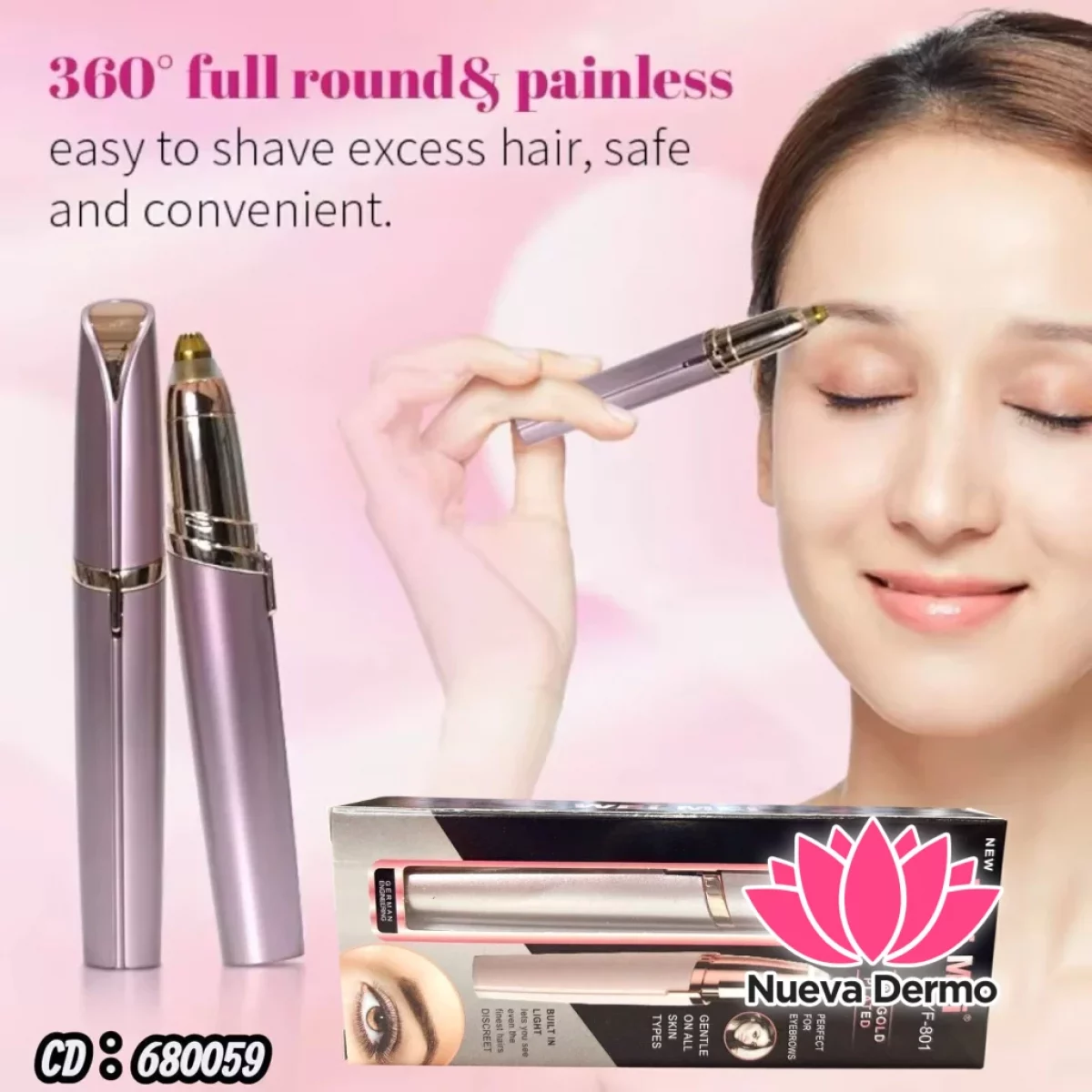 DEPILADORA FACIAL / CORPORAL 2 EN 1 USB CEJAS CD: 680059