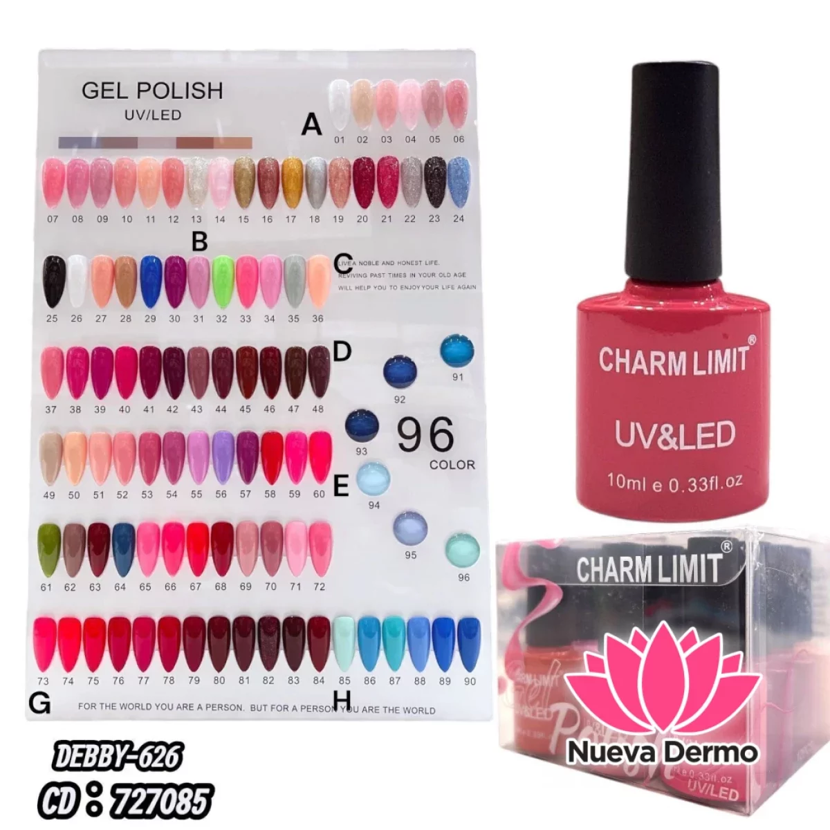 ESMALTE SEMIPERMANENTE UV/LED CHARM LIMIT X12U DEBBY-626 CD: 727085