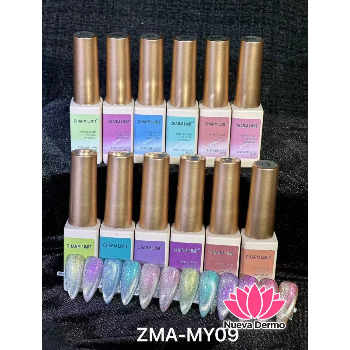 Esmaltes ojo de gato Charm Limit kit x 12u