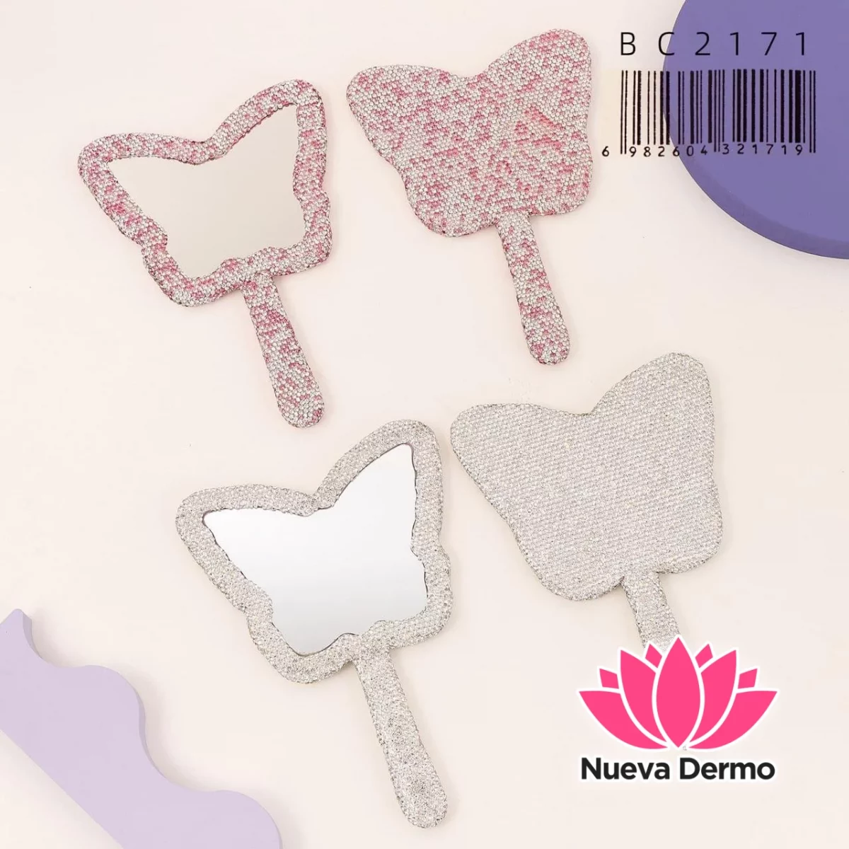 ESPEJO CON STRASS FORMA MARIPOSA BC2171