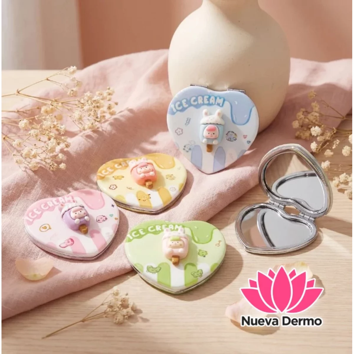 ESPEJO PORTÁTIL FORMA CORAZÓN ICE CREAM MYG3-0046
