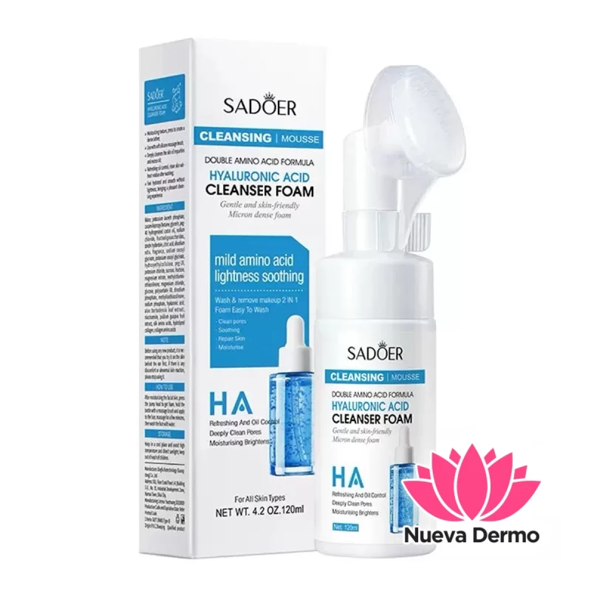 Espuma limpiadora facial acido hialuronico Sadoer 120ml #SD08039
