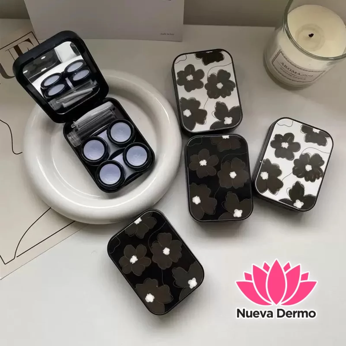 Estuche porta lentes doble con herramientas y espejito #JUN-MT03