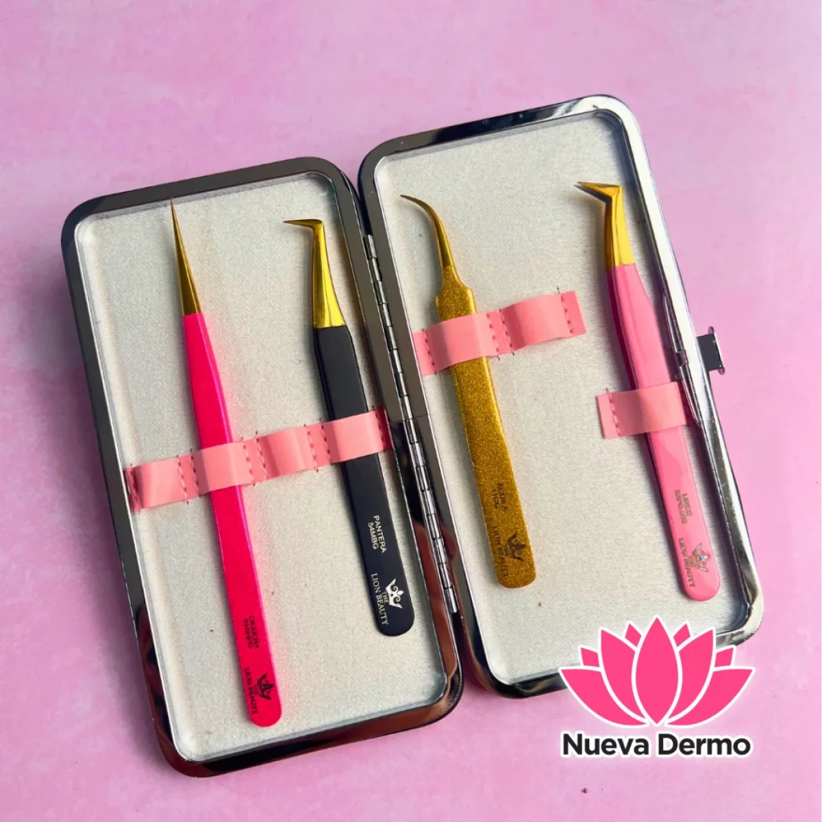 Estuche Porta Pinza - Cuero y Metal - Rectangular