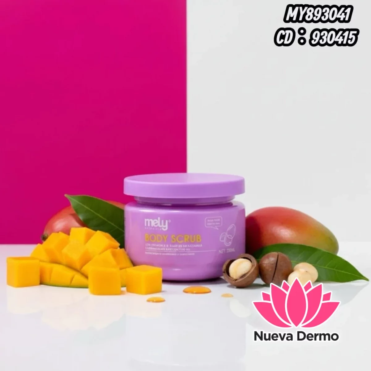EXFOLIANTE CORPORAL MELY CON VITAMINA C NUEZ DE MACADAMIA CARAMELIZADA Y EXT. DE MANGO CD:930415
