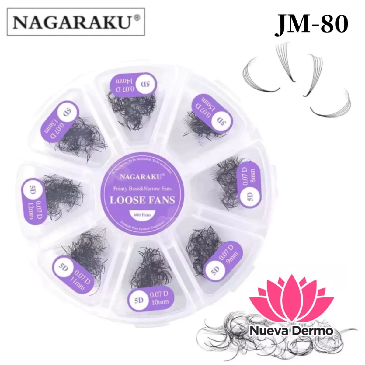Extensiones de Pestaña Nagaraku Pointy Base Narrow Fans 5D 0.07D 9MM Cd: Jm-80
