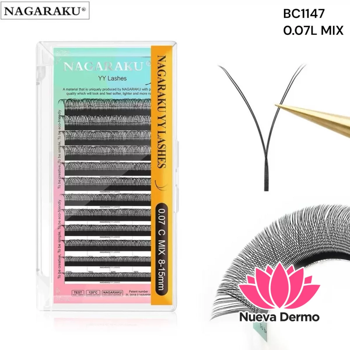 Extensiones de Pestañas Tecnologicas 2D Yy Nagaraku 0.07L MIX BC1147