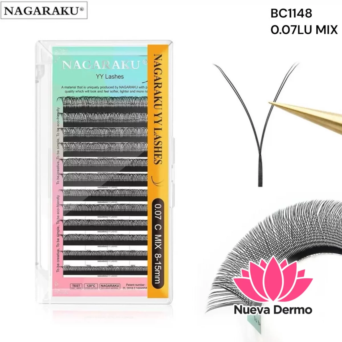 Extensiones de Pestañas Tecnologicas 2D Yy Nagaraku 0.07LU MIX BC1148