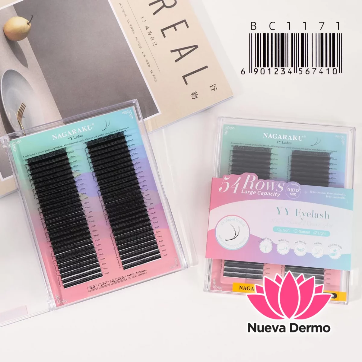 Extensiones de Pestañas Tecnologicas 54ROWS 2D Yy Nagaraku 0.07D MIX BC1171/67410
