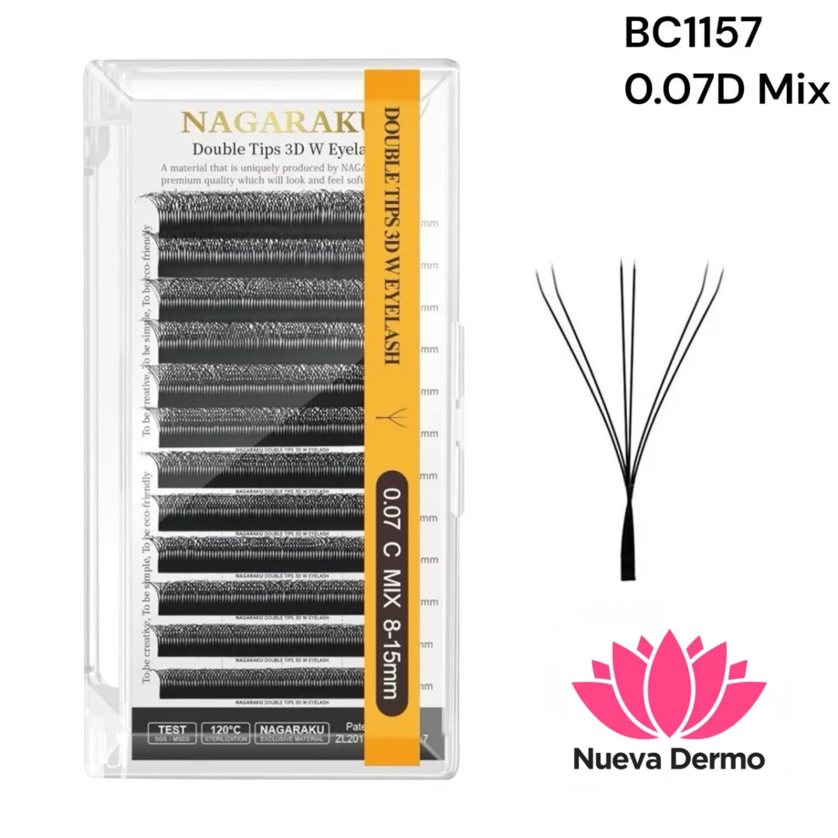 Extensiones de Pestañas Tecnologicas Double Tips 3D W Nagaraku 0.07D MIX BC1157