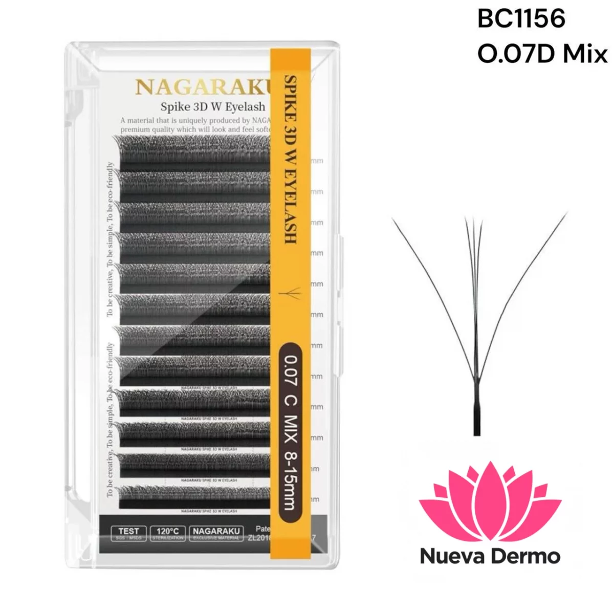 Extensiones de Pestañas Tecnologicas Spike 3D W Nagaraku 0.07D MIX BC1156
