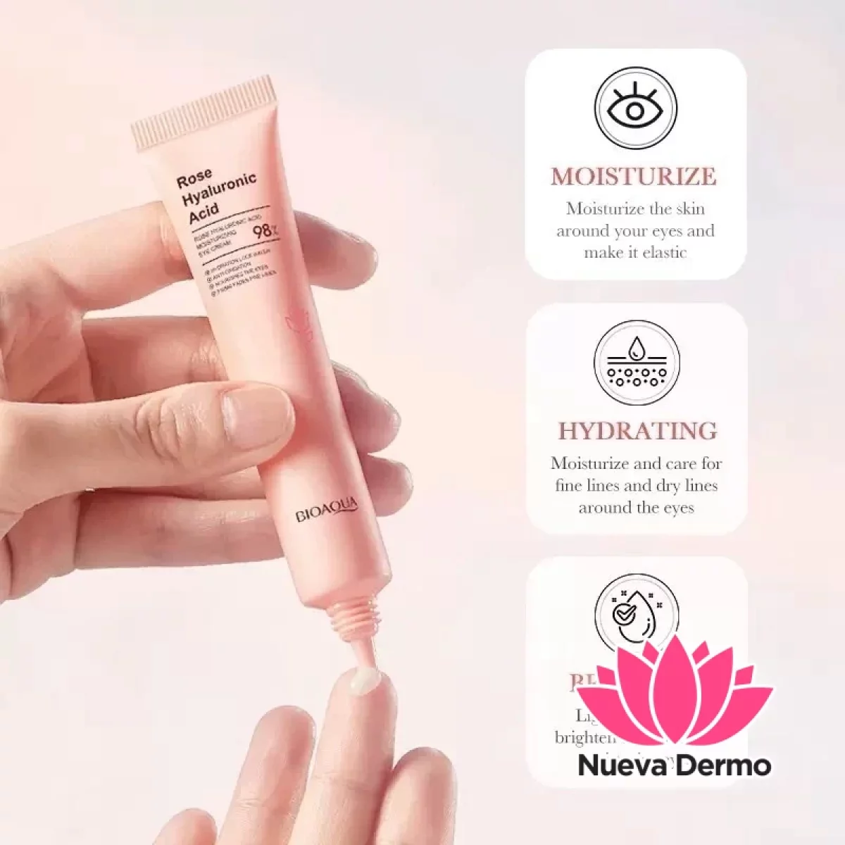 Eye crema moisturizing rose HYALURONIC acid 98%(Bioaqua)