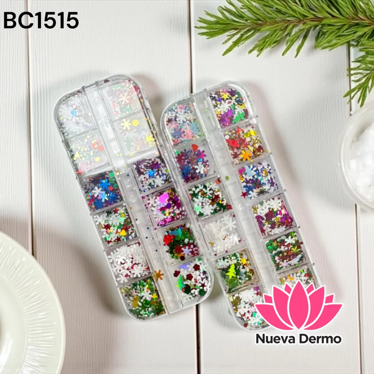 GLITTER DECORACION DE UÑAS NAVIDAD NAEZ BC1515