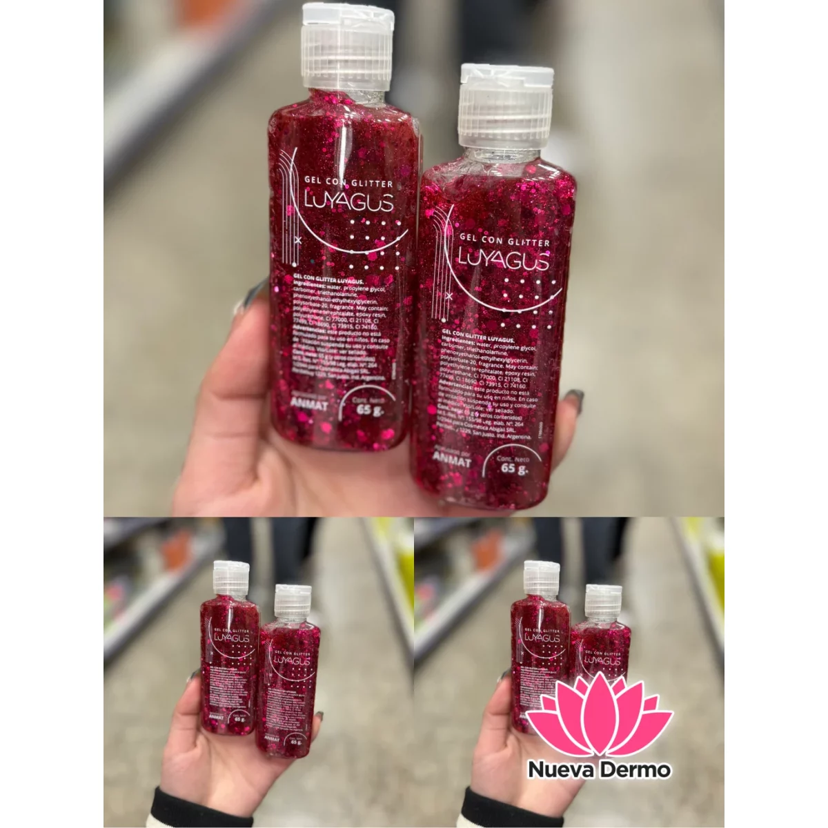 GLITTER EN GEL POMO DE 65G LUYAGUS FUCXIA