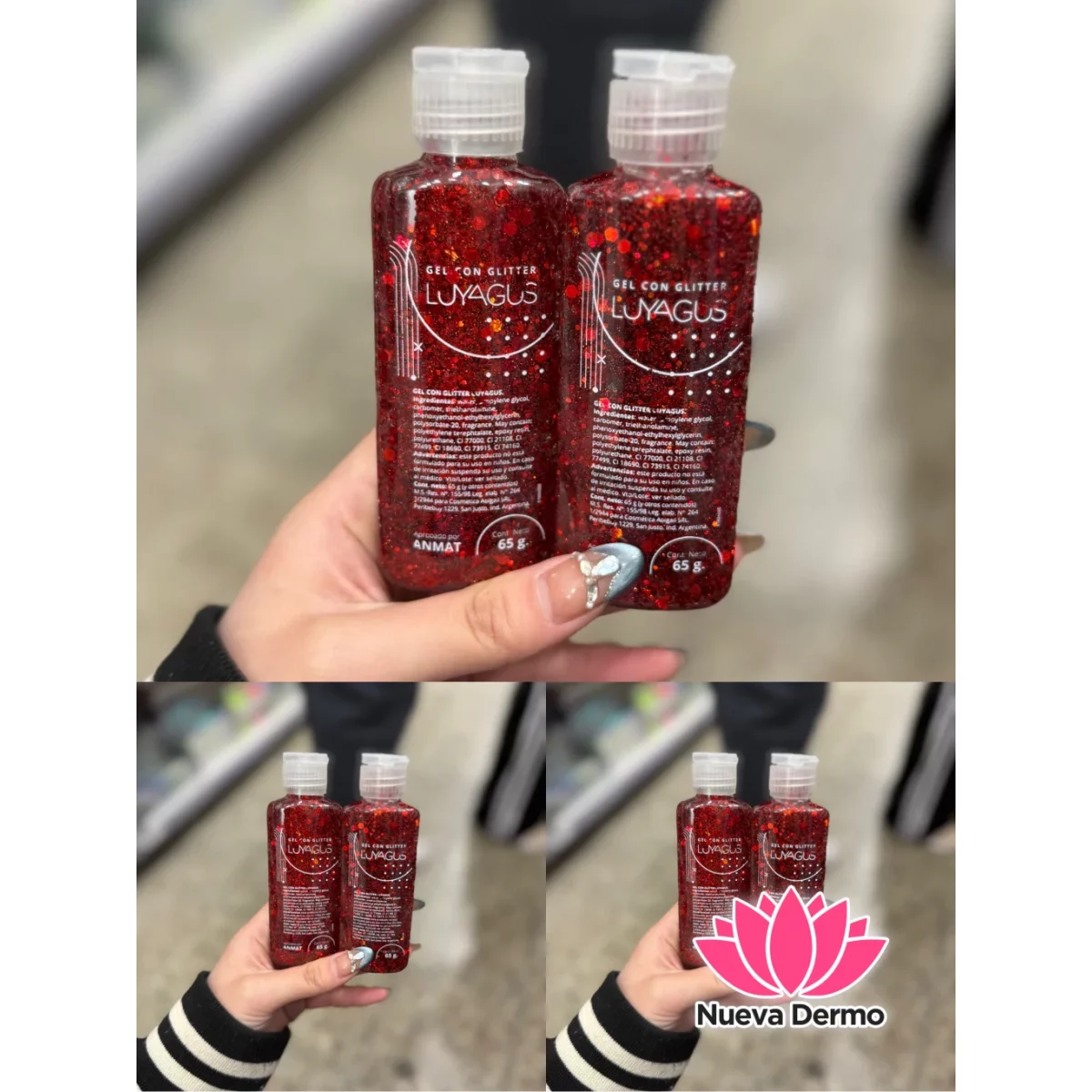 GLITTER EN GEL POMO DE 65G LUYAGUS ROJO