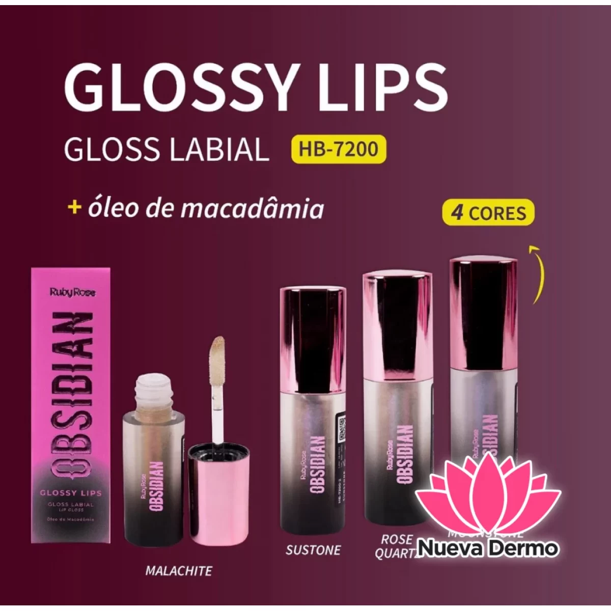 GLOSS LABIAL OBSIDIAN RUBY ROSE BRILLO LABIOS RUBY ROSE CD: HB-7200