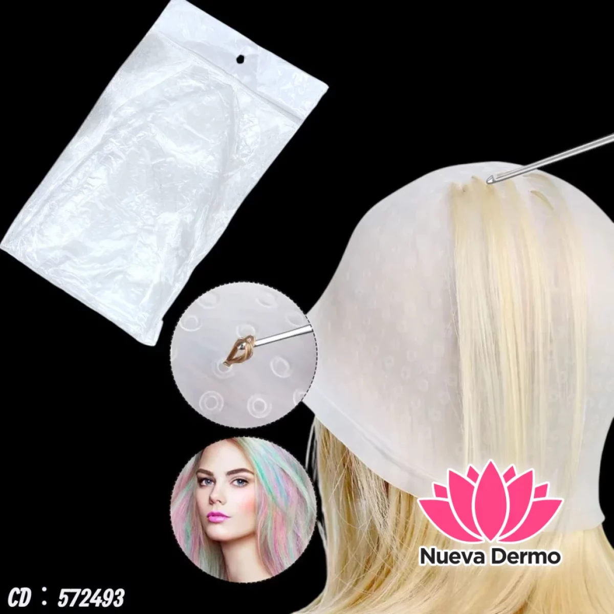 GORRO RESALTADOR DE SILICONA PARA TEÑIR DE CABELLO CD: 572493