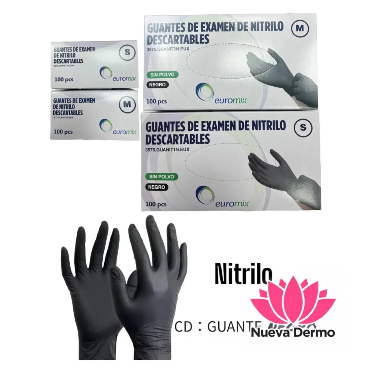 GUANTE DE NITRILO NEGRO X100 TALLE S M L