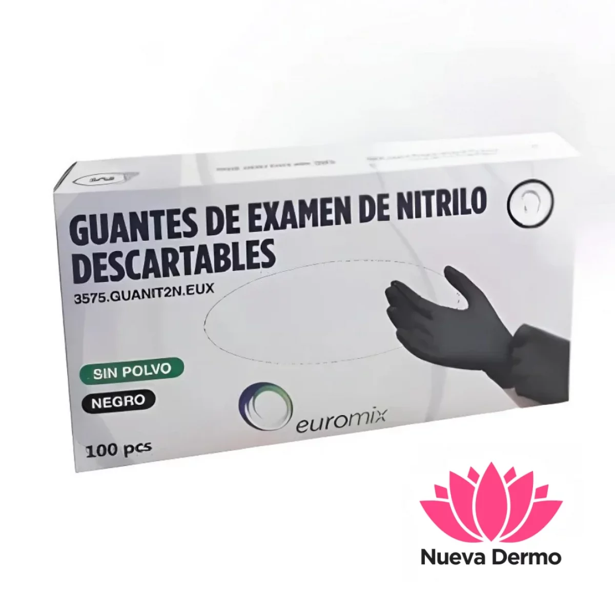 GUANTES DE NITRILO EUROMIX COLOR NEGRO 100PCS TALLE S