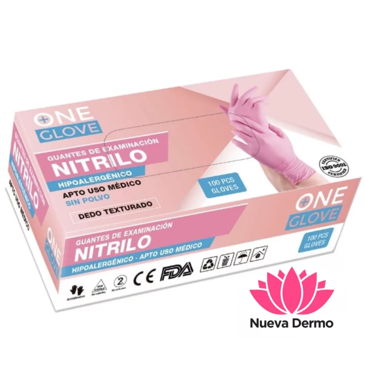 Guantes nitrilo caja x100u color ROSA L