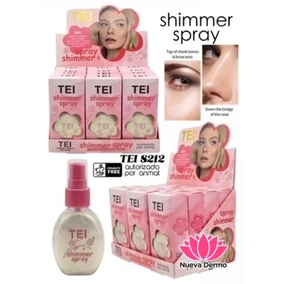 ILUMILADOR LIQUIDO EN SPRAY SHIMMER BRILLO P/CUERPO TONO DEL MAQUILLAJE CD: TEI8212