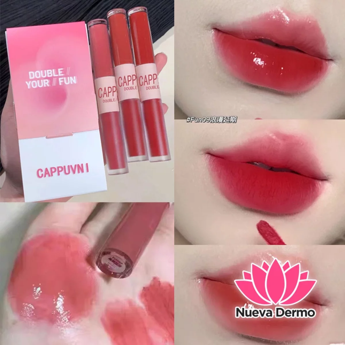 Kit 3 labiales doble gloss+matte Cappuvini