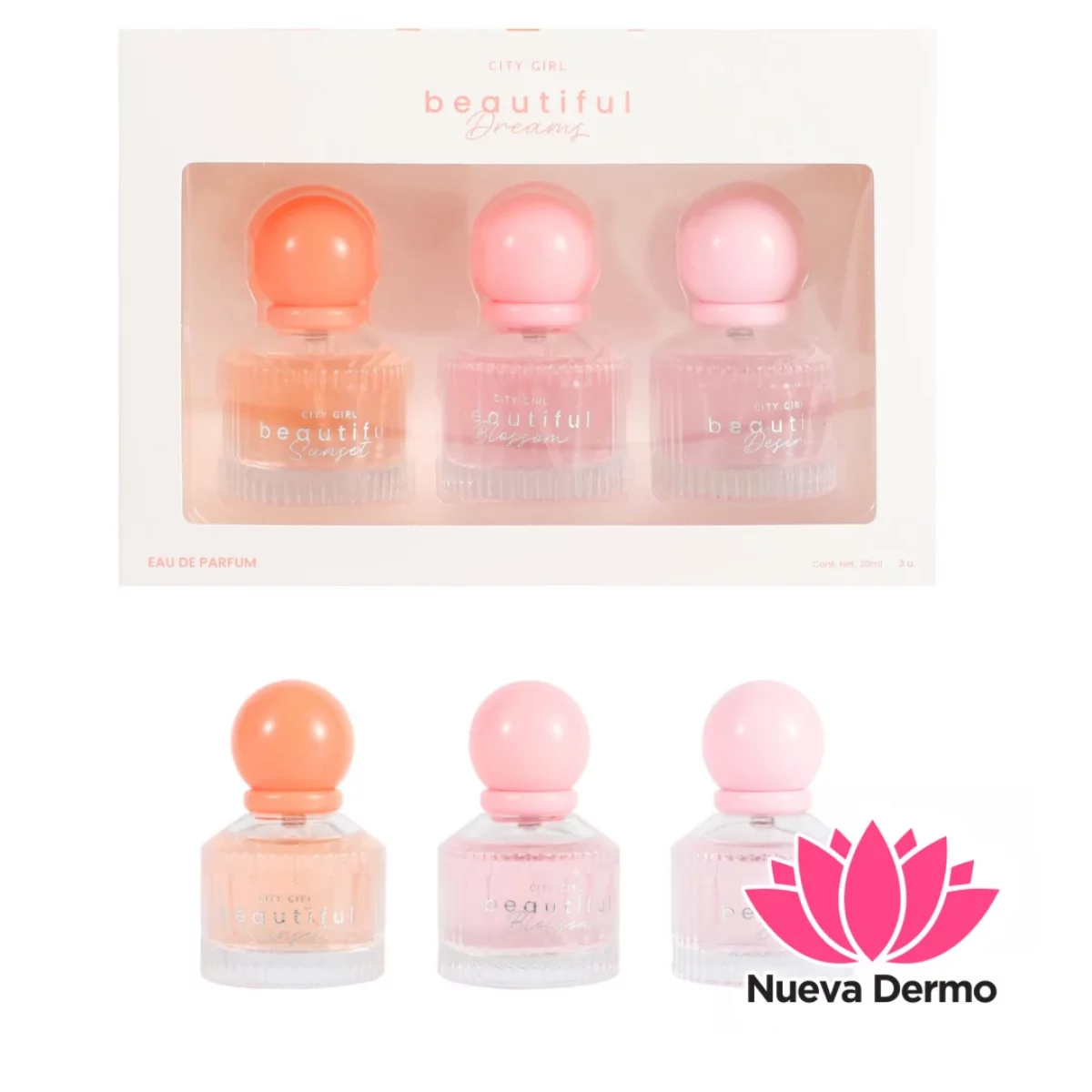KIT ‘BEAUTYFUL DREAMS’ DE 3 PERFUMES DE 20ML – CITY GIRL