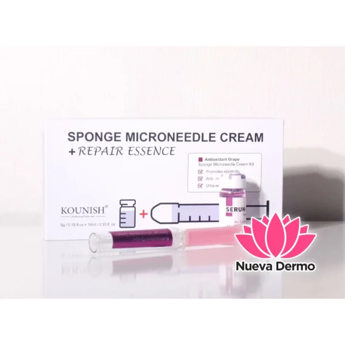 KIT DE CREMA DE MICROAGUJAS ESPONJA CON Antioxidant Grape KOUNISH NK-02-6