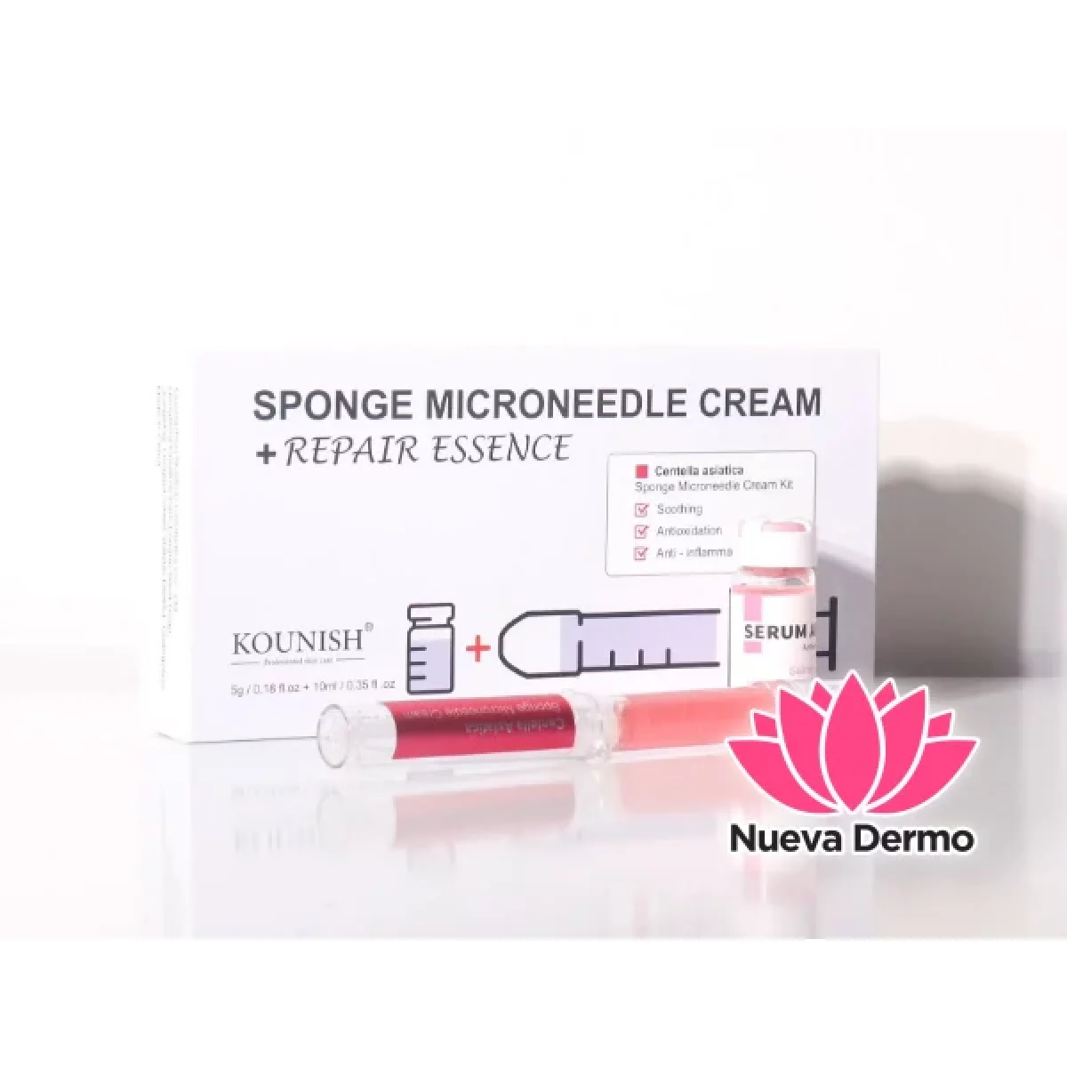 KIT DE CREMA DE MICROAGUJAS ESPONJA CON Centella asiatica DE KOUNISH NK-02-3
