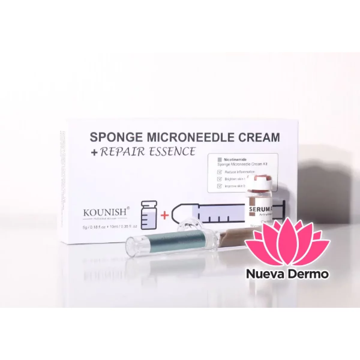 KIT DE CREMA DE MICROAGUJAS ESPONJA CON Nicotinamide KOUNISH NK-02-5