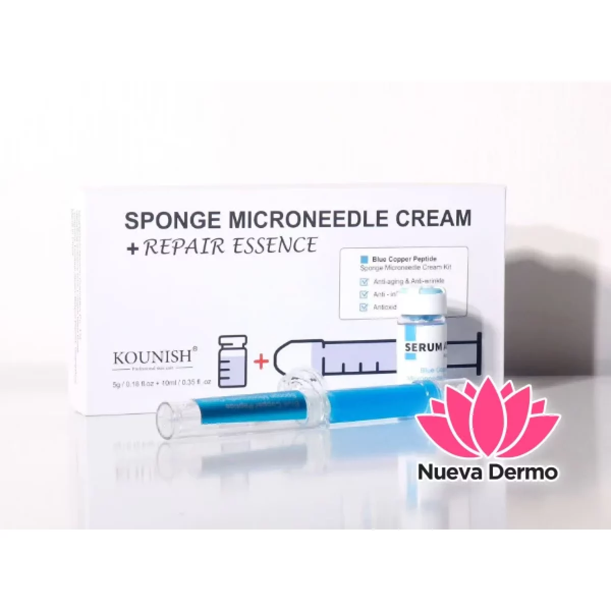 KIT DE CREMA DE MICROAGUJAS ESPONJA CON PEPTIDO DE KOUNISH NK-02-1
