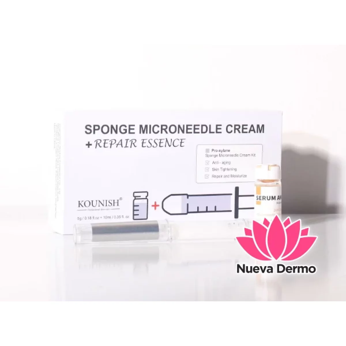KIT DE CREMA DE MICROAGUJAS ESPONJA CON Pro-xylane KOUNISH NK-02-4