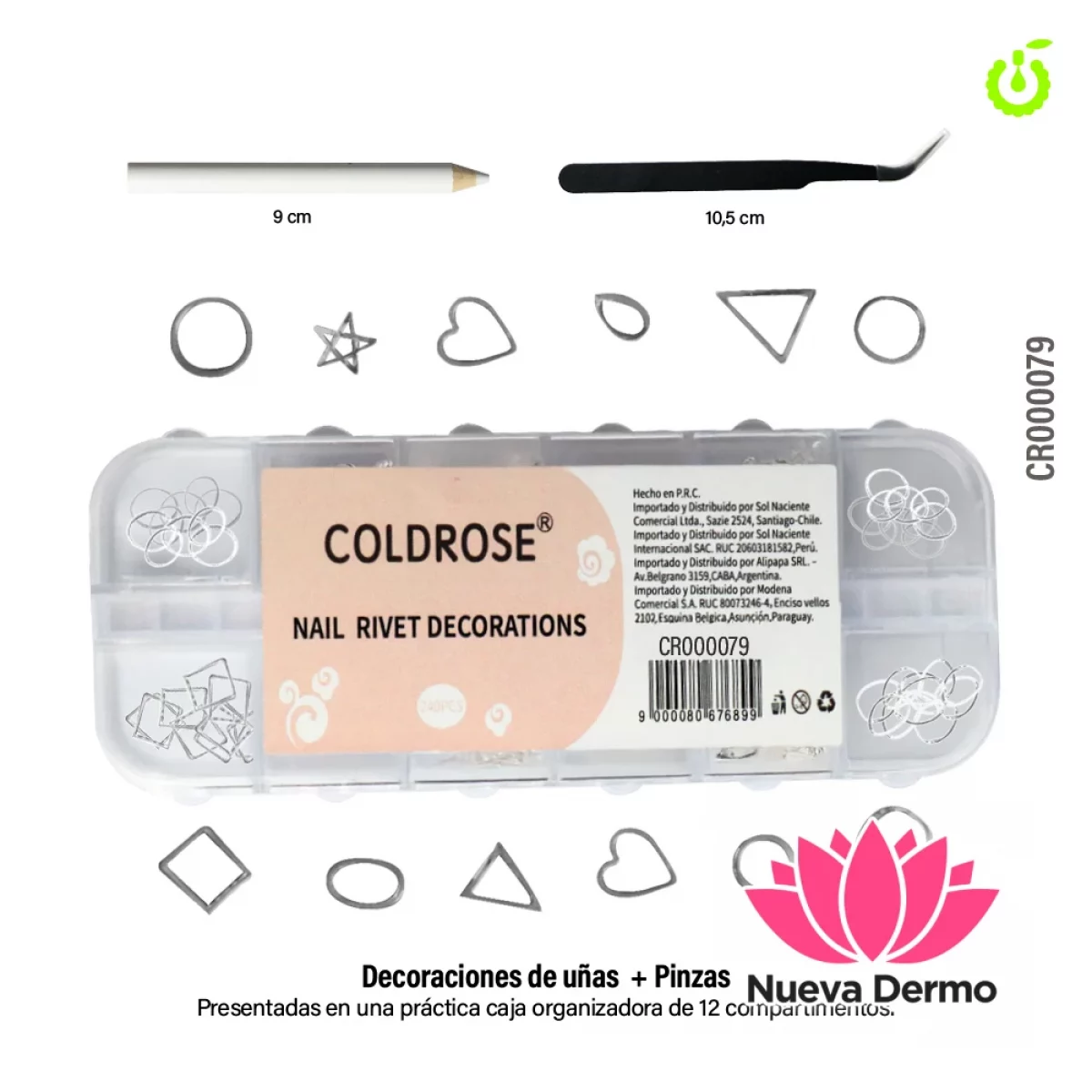 Kit de Decoracion de uñas + Pinza y Lápiz 240pcs CR000079