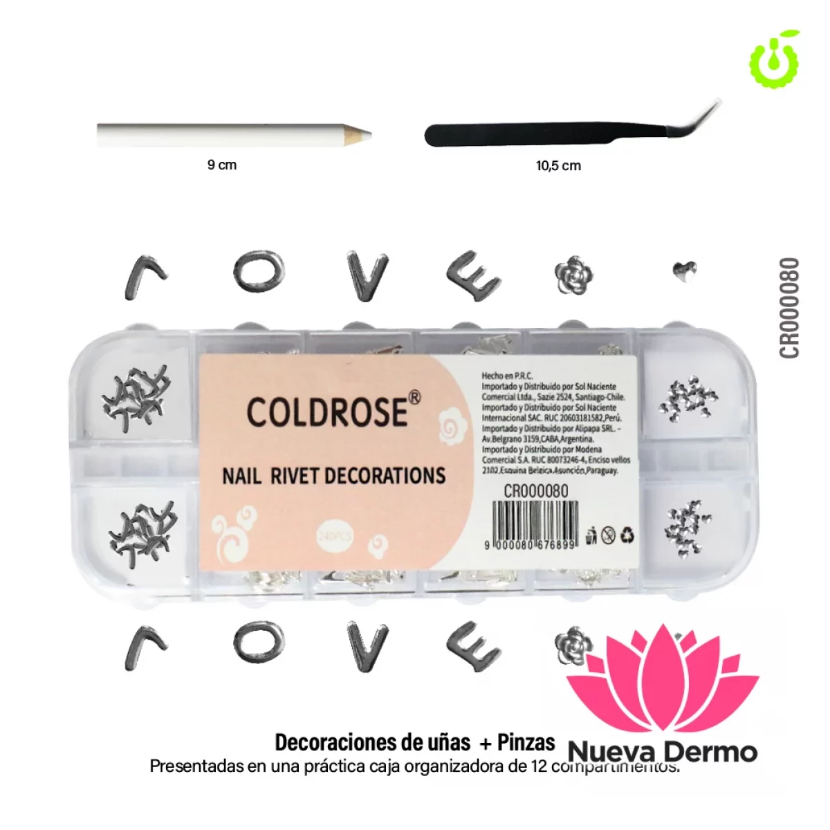 Kit de Decoracion de uñas + Pinza y Lápiz 240pcs CR000080