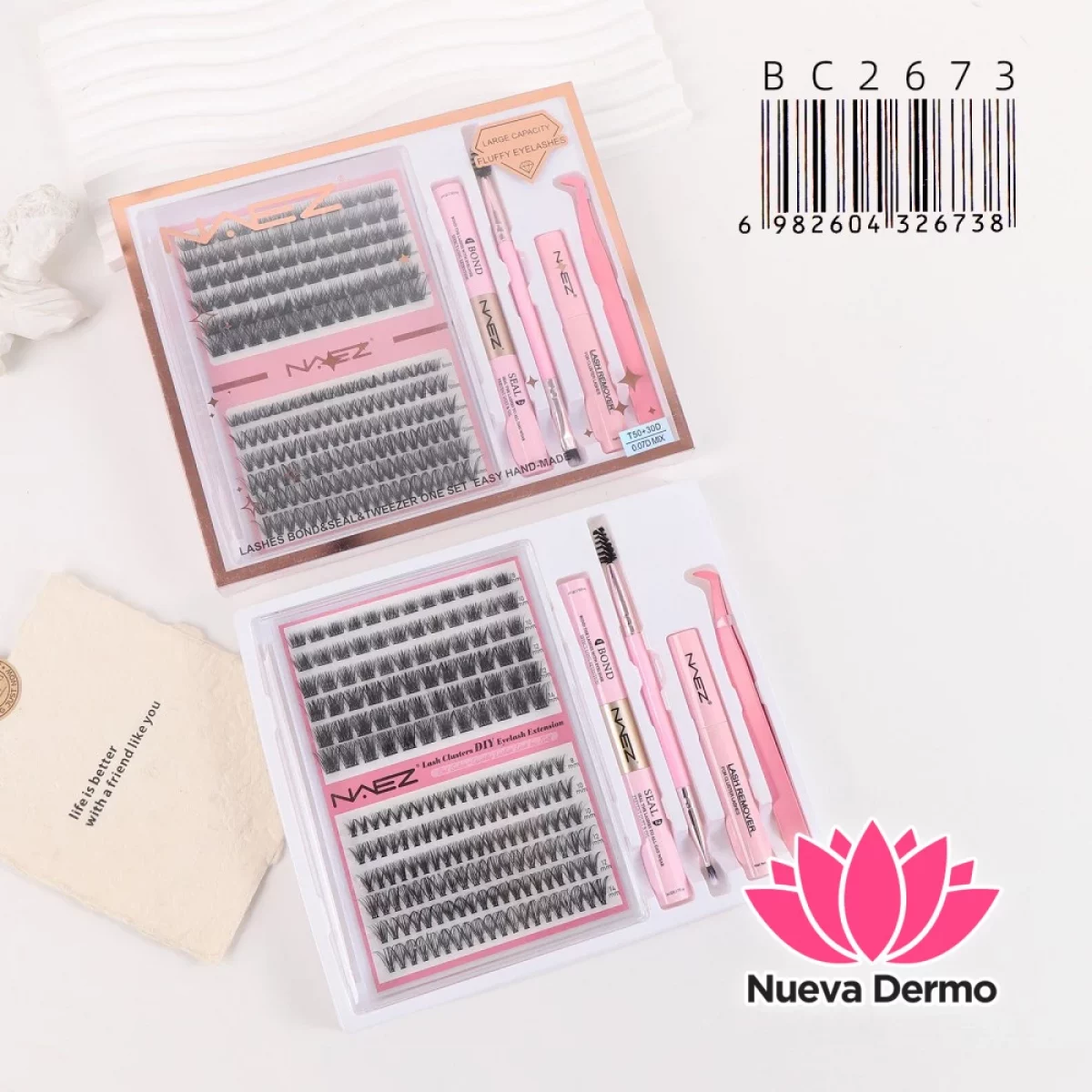 Kit de Extensiones de Pestañas Diy con Pegamento y Pinza Naez BC2673/26738