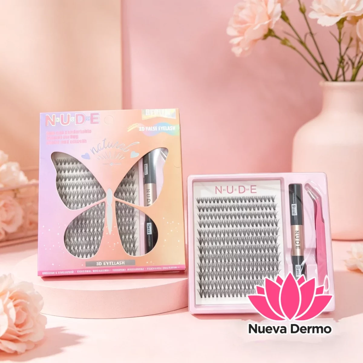 Kit de Pestañas Cluster con Pinza y Pegamento 30D MIX