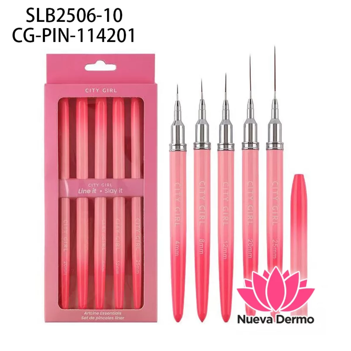 Kit De Pincel Liner 4mm/8mm/12mm/20mm/25mm- City Girl
