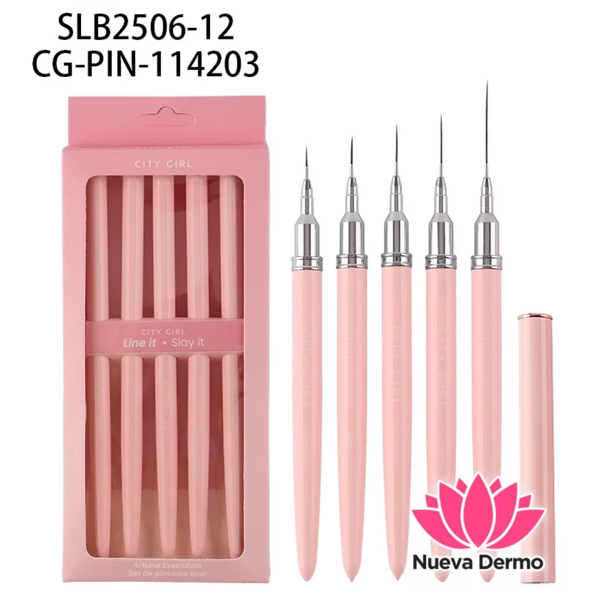 Kit De Pincel Liner 7mm/9mm/11mm/15mm/25mm- City Girl