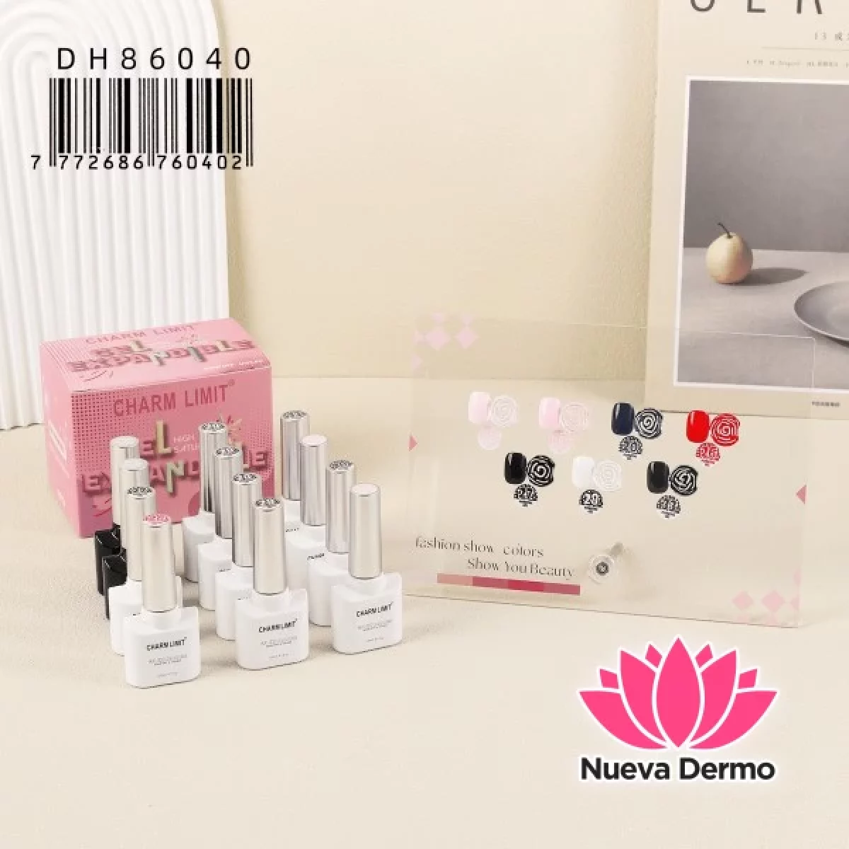 KIT DE POKE GEL CON BASE COAT (10U COLOR + 2U BASE COAT) CHARM LIMIT DH86040/60402