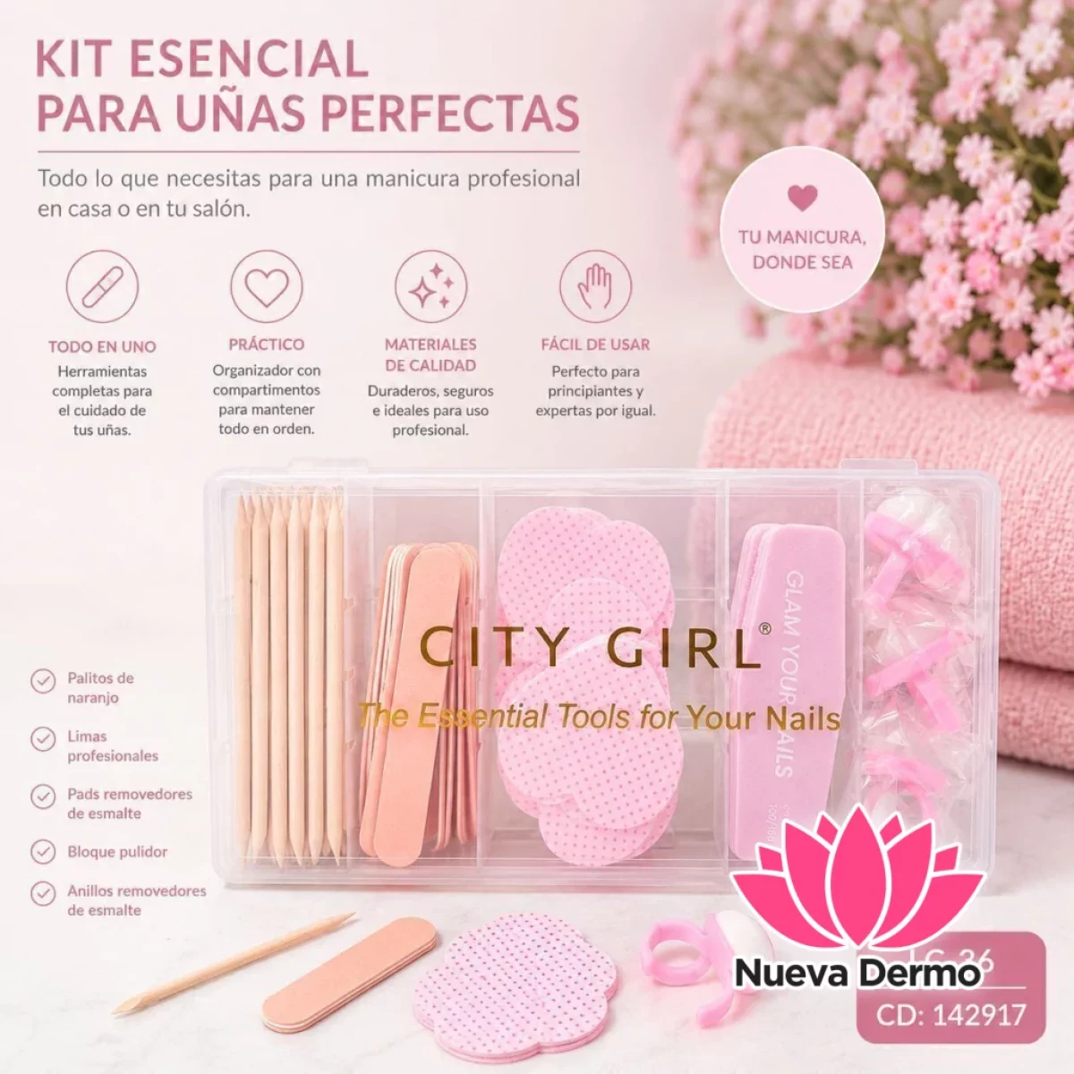 KIT ESENCIAL PARA UÑAS PERFECTAS CITY GIRL LC-36 CD: 142917