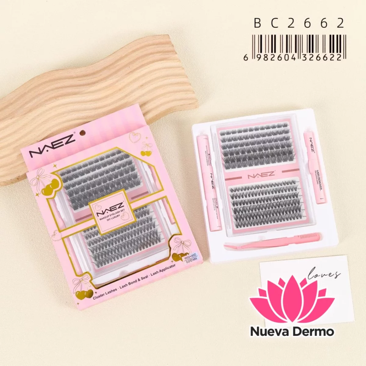 Kit Pestañas Naez Diy Cluster Lashes + Bond & Seal + Removedor BC2662/26622